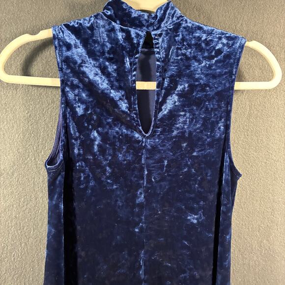 mod cloth women mini dress small blue crushed velvet fairy grunge whimsigoth - Picture 5 of 6